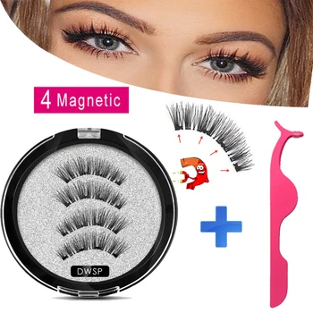 MB Magnetic eyelashes with 4 magnets Mink eyelashes natural long with applicator faux cils magnetique False Lashes extension 1