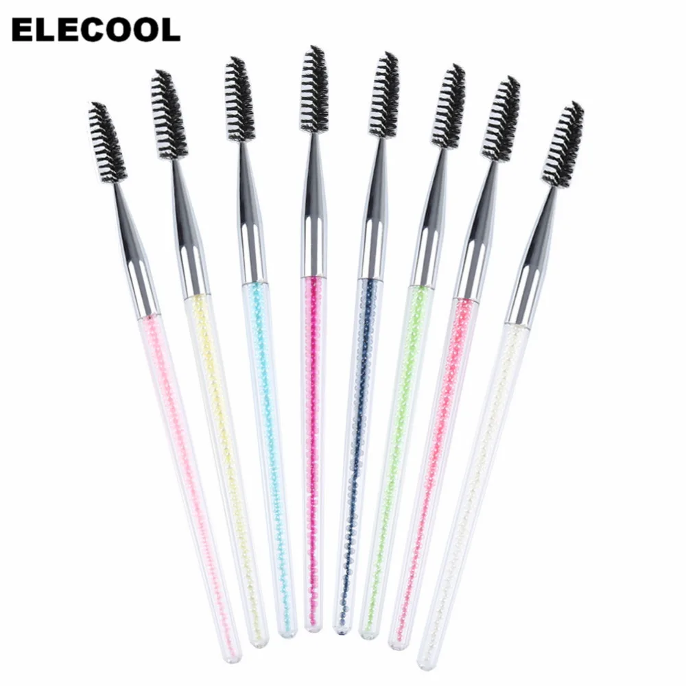ELECOOL 8 Colors Beads Handle Eyelash Brushes Combs Spiral Mascara