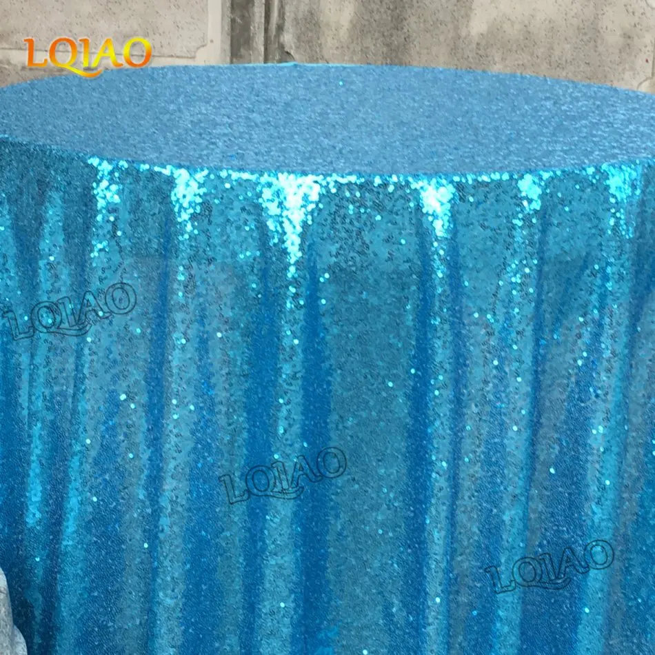 

Customize-Turquoise 120in round sequin tablecloth,White 96in round sequin tablecloth, Light Gold 120x280in sequin tablecloth