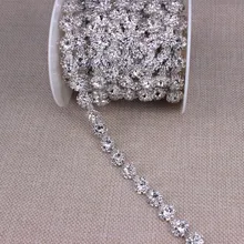 5 ярдов/рулон серебряной отделкой ручной работы Свадебная аппликация со стразами цепочка нашивки с кристаллами DIY шитье невесты платье пояс Кушак аксессуар