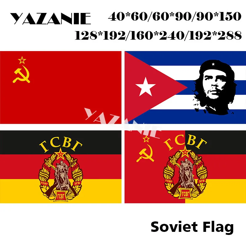 

YAZANIE 160*240cm/192*288cm Double Sided Flag of Soviet troops in Germany Cuba Che Guevara Russian CCCP USSR Flags and Banners