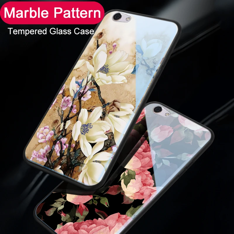 

Luxury Flower Glass Hard Back Cover Case For OPPO Realme 1 / A73S / OPPO F7 Youth Floral Phone Case For OPPO Find X Cases Coque
