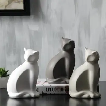 

Minimalist ceramic lucky cat statue home decor crafts room decoration porcelain animal figurine maneki neko wedding decoration