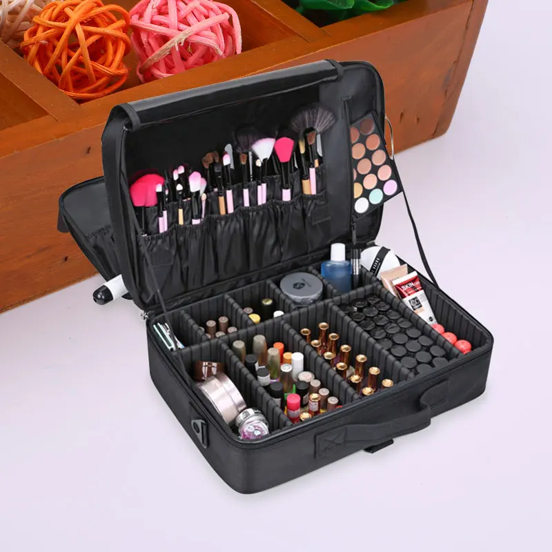 

2018 New Professional waterproof Empty Makeup Organizer Bolso Mujer Cosmetic Case Travel Large Capacity Storage Bag Suitcase