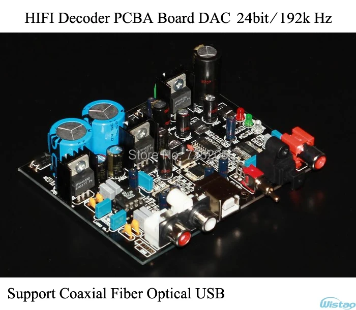 

HIFI Decoder PCBA DAC 24bit /192k Coaxial Optical USB Receiver CS8416 Decode AD1852 Audio DIY Free Shipping
