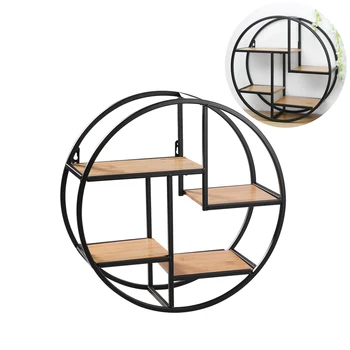 

Floating Round Shelf Wall Mounted Iron Round Floating Shelf Wall Storage Shelf for Pantry Living Room Bedroom Kitchen Entryway