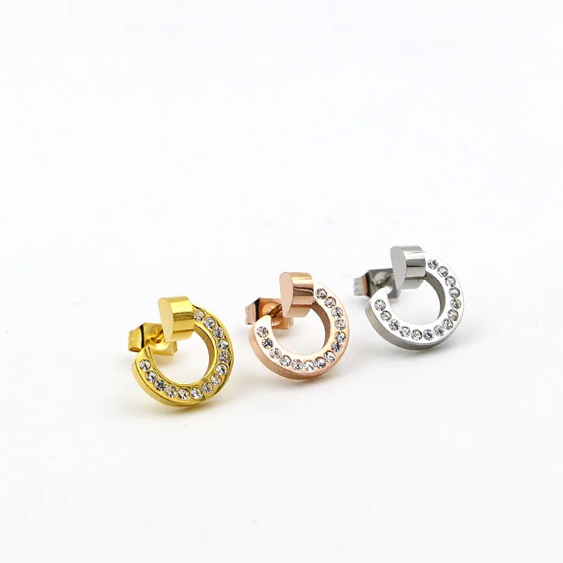 

Love stud earrings new nail earrings stainless steel top quality 3 colors female earrings