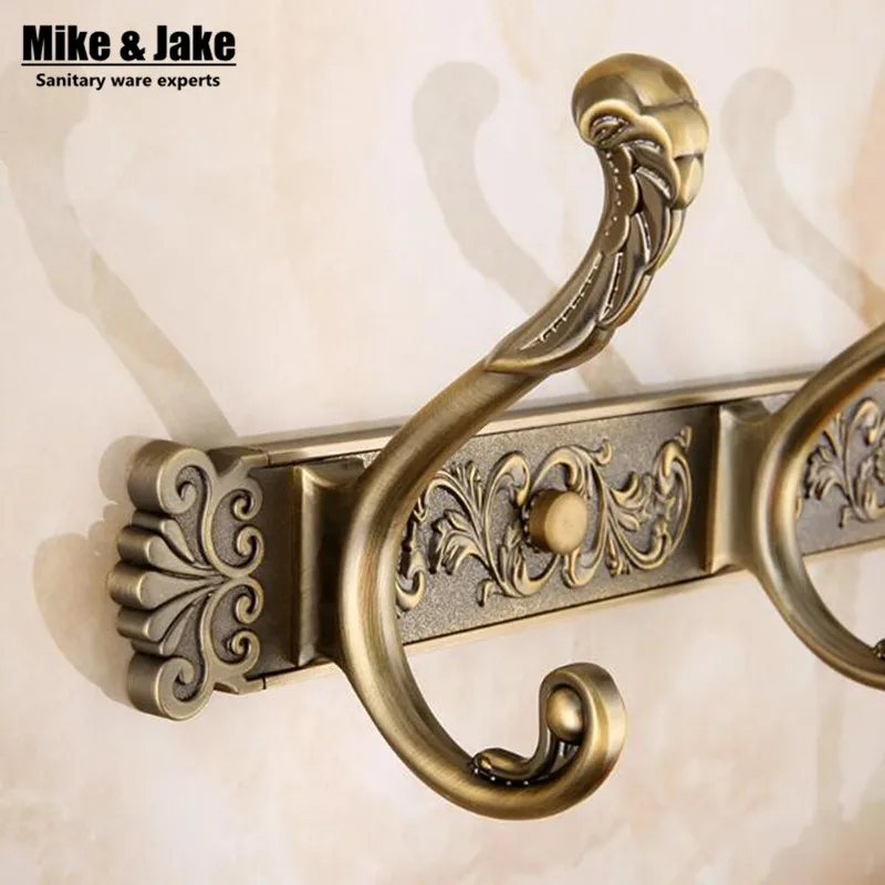 Free Shipping Bathroom wall Carving Antique robe hooks 4 6 Row Hook