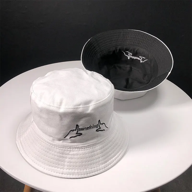 2019 Cotton Black and white letter embroidery Bucket Hat Fisherman Hat outdoor travel hat Sun Cap Hats for Men and Women 189
