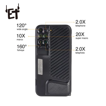 

ET 6 in 1 Phone Lens Cover Dual Camera Lens Phone Case Portable Fish Eye Wide Angle Lens Phone Cover Case for iPhone 7P/ 8P