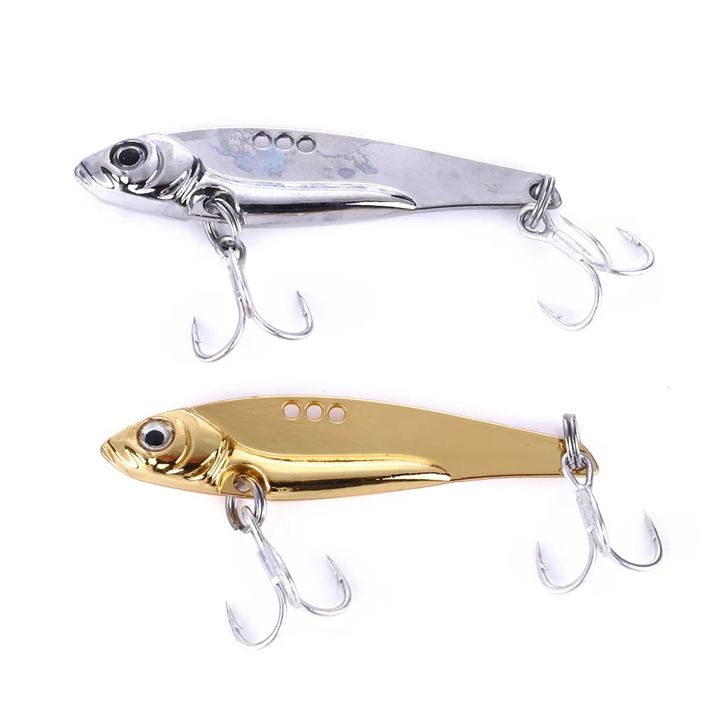 50pcs VIB Fishing Lures 11g Gold Siliver Color Blade Metal Jigs Winter
