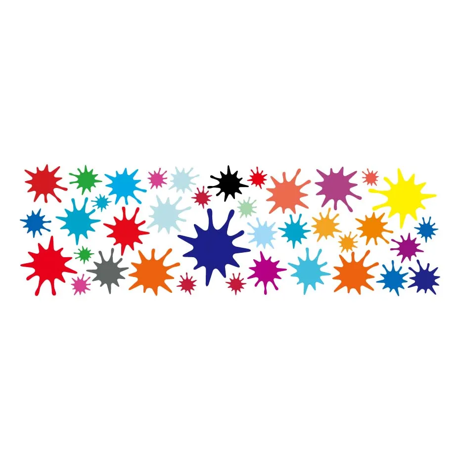 38PCS Rainbow Color Paint Splats Pack Room Decor Wall Decals Stickers Children Nursery Kids Bedroom Living Room Mural Wall Art