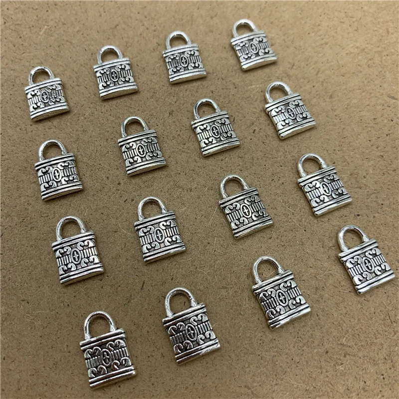 

30pcs/Lot 12x8mm "Lock" Shape Alloy Beads Cap Jewelry Findings Charms Necklace Bracelets Spacer Beads For Jewelry Making