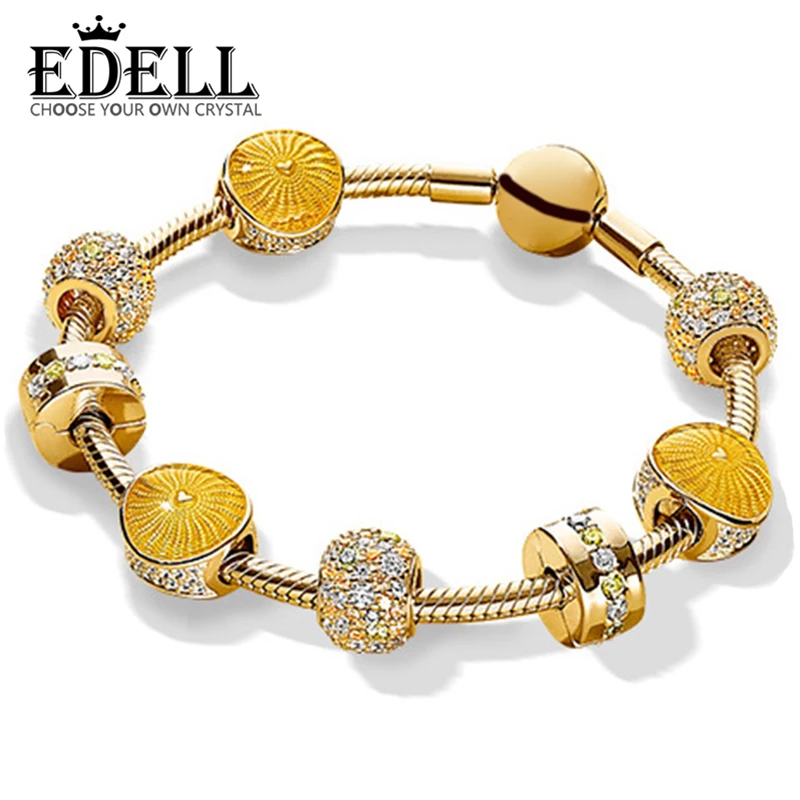 

EDELL 100% 925 Sterling Silver Brand New Bracelet Set Glitter Charm Sunlight Sunshine Bracelet Bracelet Set For DIY Gifts