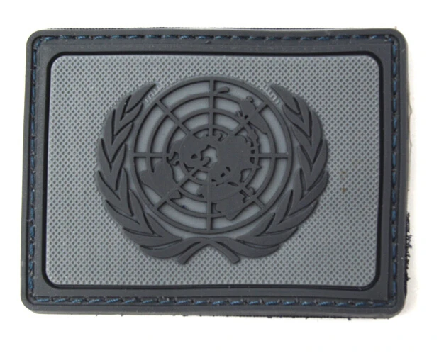 Организации Объединенных Наций ООН UMIES ООН флаг ПВХ прямоугольник значок Тактический крюк и петля повязки Знак черный