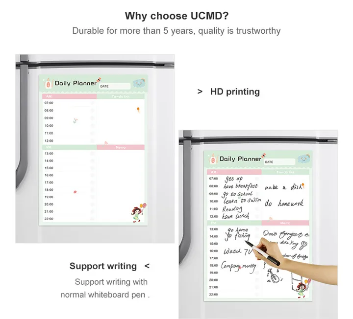Магнитный холодильник ежедневный планировщик сухая стирание Еженедельный планировщик наклейки магниты холодильник график времени набор