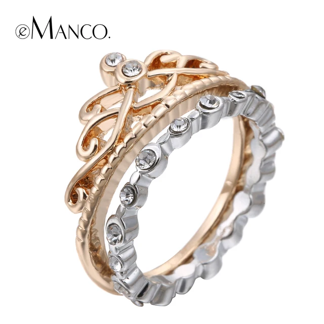Emanco Crown Shaped Rings S Alloy Double Ring 2018 Multilayer Emanco Crown Shaped Rings S Alloy Double Ring 2018 Multilayer Zinc Rhinestone Wedding For