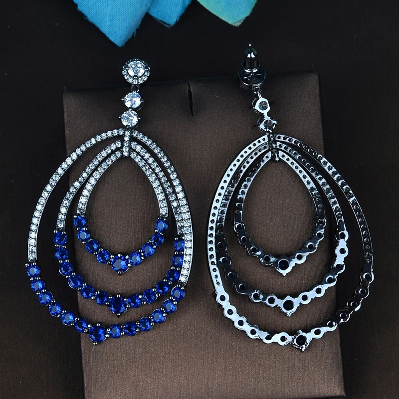 Дизайн, женские серьги-капли синего цвета, AAA+ кубический цирконий, модные вечерние Серьги Brincos, подарок, цена, E-785