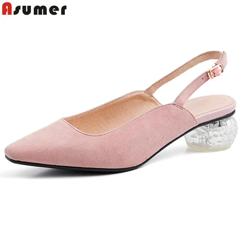

ASUMER fashion spring new shoes woman buckle suede leather shoes low heels mules shoes casual prom female shoes 2019