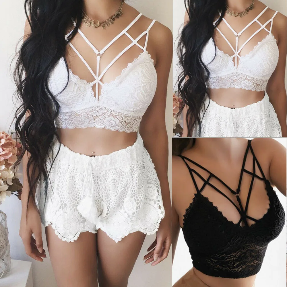 

Women Summer Lace Strap V Neck Swimwear Bandage Bikinis Bras fashion floral Bralette Bras Girls Underwear lingerie bra Bechwear