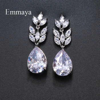

Emmaya Brand Fashion Simple Charm AAA Cubic Zircon Three Colors Plant Shape Earrings for Women Wedding Travel Jewelry Gift
