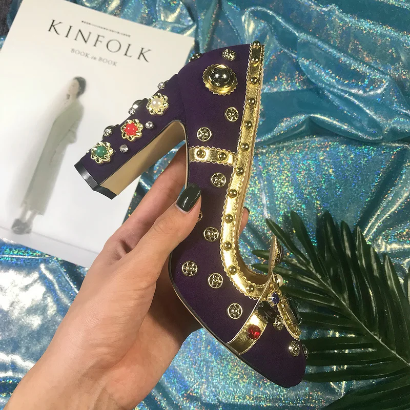 

Woman Pumps High Heel Woman Shoes Slip On Woman Stiletto Glitter Crystal Embellished Runway Party Shoes Metal Chic Trendy Shoes