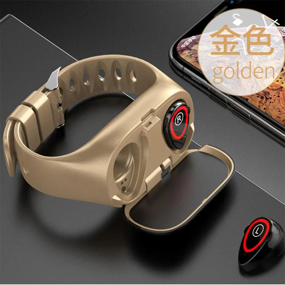 Смарт-часы Timethinker SH30, Bluetooth наушники, гарнитура, фитнес-трекер, беспроводные наушники, измеритель артериального давления, пульсометр - Цвет: Gold