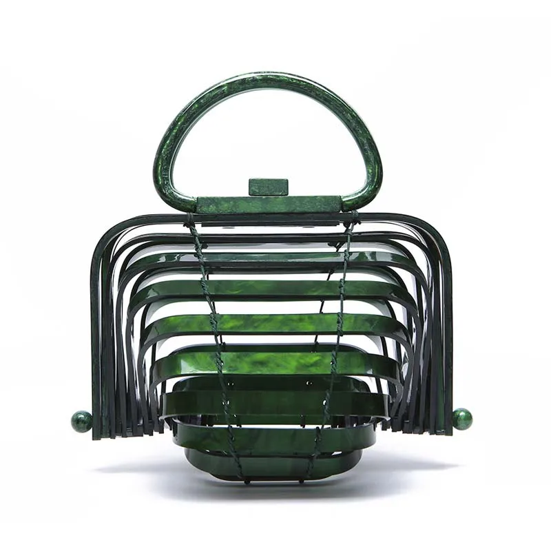 

Women Foldable travel tote acrylic bag bamboo bag vacation holiday hollow out plastic basket beach bags for 2019
