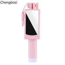 Universal Wired Selfie Stick with Mirror for IPhone 6 5 Xiaomi Android Phone Candy Monopod Palo Selfie Stick Tripod Holder