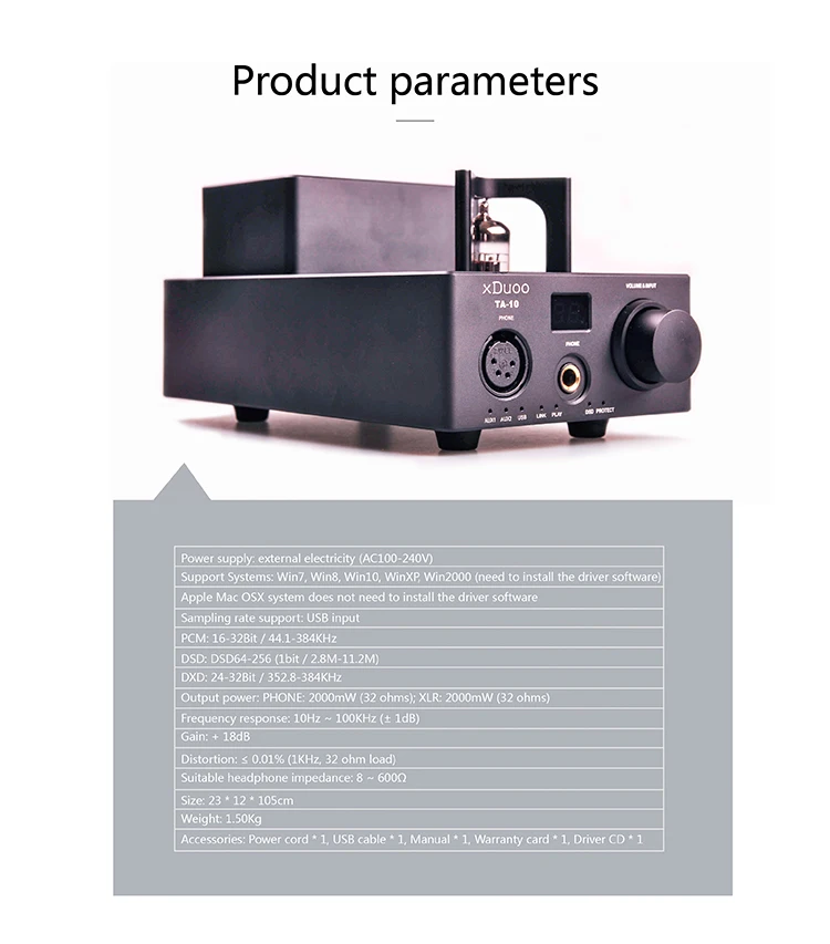 Новейший XDUOO TA-10 высокопроизводительный сбалансированный усилитель мощности AK4490 XMOS USB DSD DAC 12AU7 ламповый усилитель для наушников
