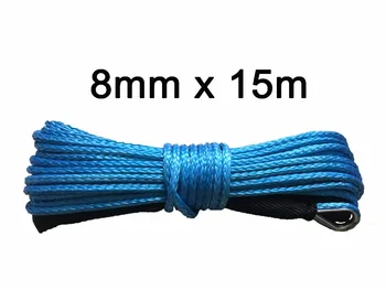 

Free shipping 8mm x 15m synthetic winch line 12 strand uhmwpe rope with black sheath free shipping