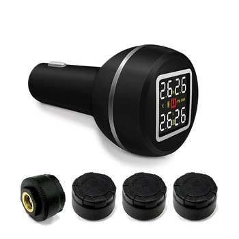 

D580C-TL Auto Car TPMS Cigarette Charger Tire Pressure Monitor Sensor Security System 4 Tire Sensors