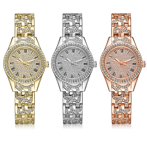 

Women's Roman Numbers Dial Rhinestone Inlaid Band Quartz Analog Wrist Watch