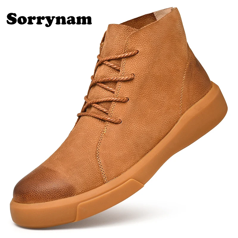 

Natural Wool Men Snow Boots Size 38~47 Warmest Cow Split Leather Europe Style Men Winter Boots Ankle Work Desert Boots