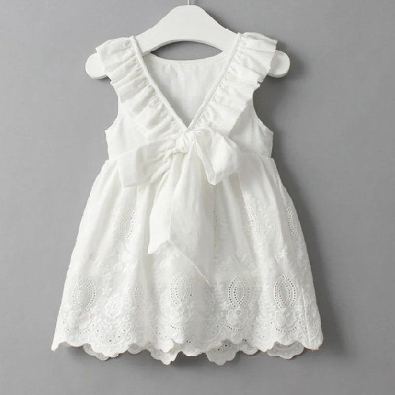 Baby Girl Summer Solid White Dresses