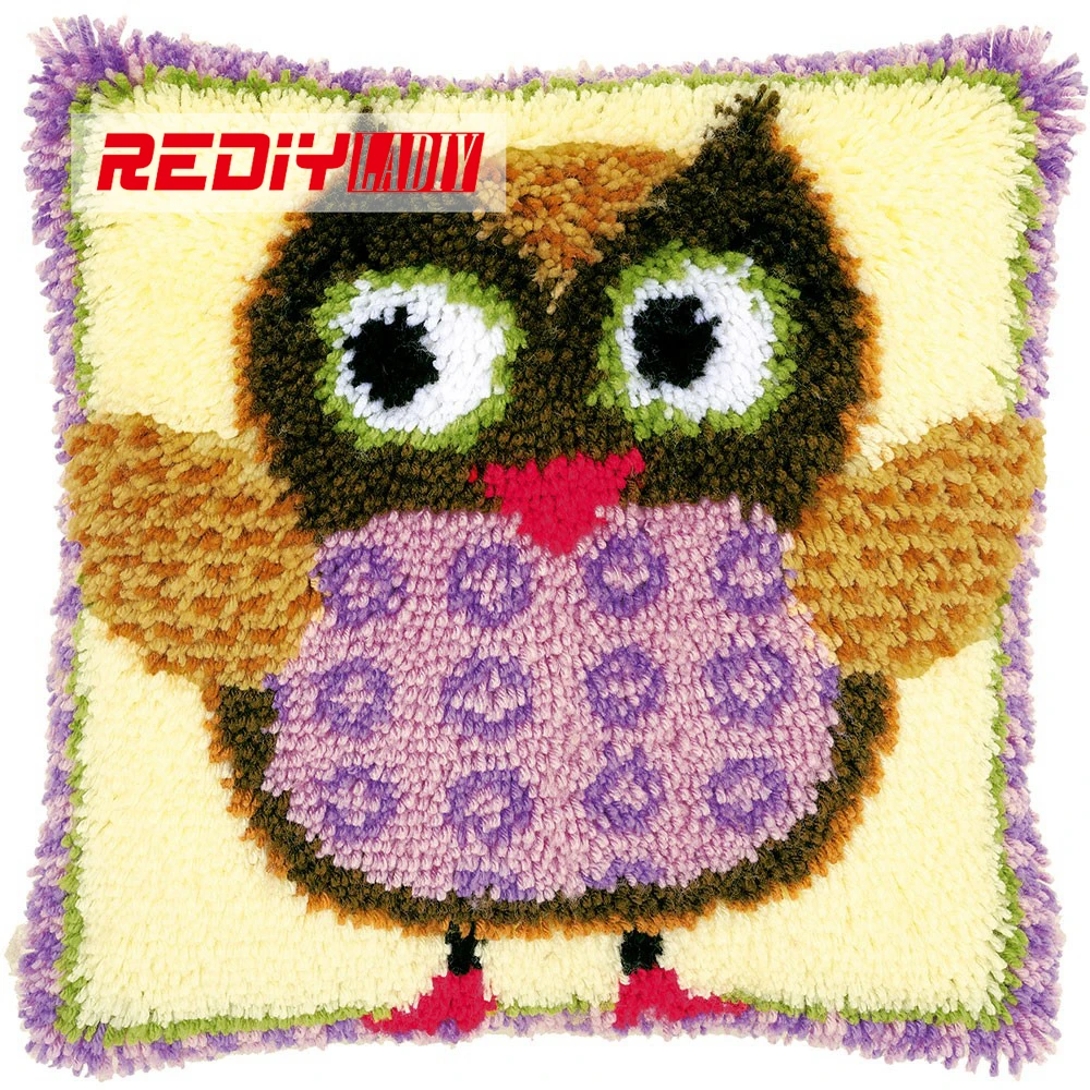 

LADIY Latch Hook Cushion Yarn for Embroidery Cushion Cover Cute Lovely Owl Pillow Case Crochet Cushion Decorative Pillow BZ745
