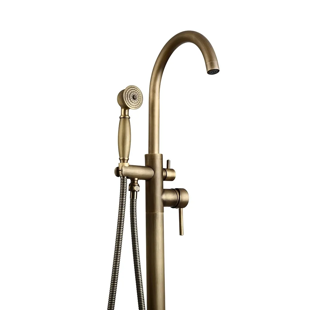 Antique Brass Floor Mounted Bathtub Faucets (3)
