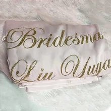 7 шт. в партии 9 цветов Логотип Шелковый кимоно халат Невесты Девичник вечерние подружки невесты подарок персонализированный атласный халаты