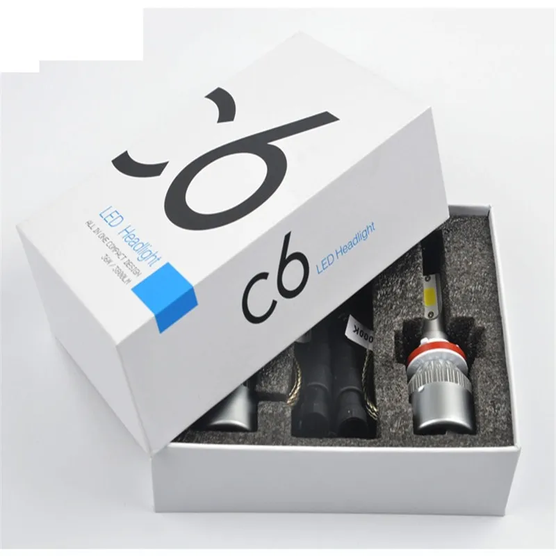 Пара 72 Вт COB H7 H1 H4 H3 H11 H8 9005 9006 9007 9012 880 C6 лампочки светильник фар золотые