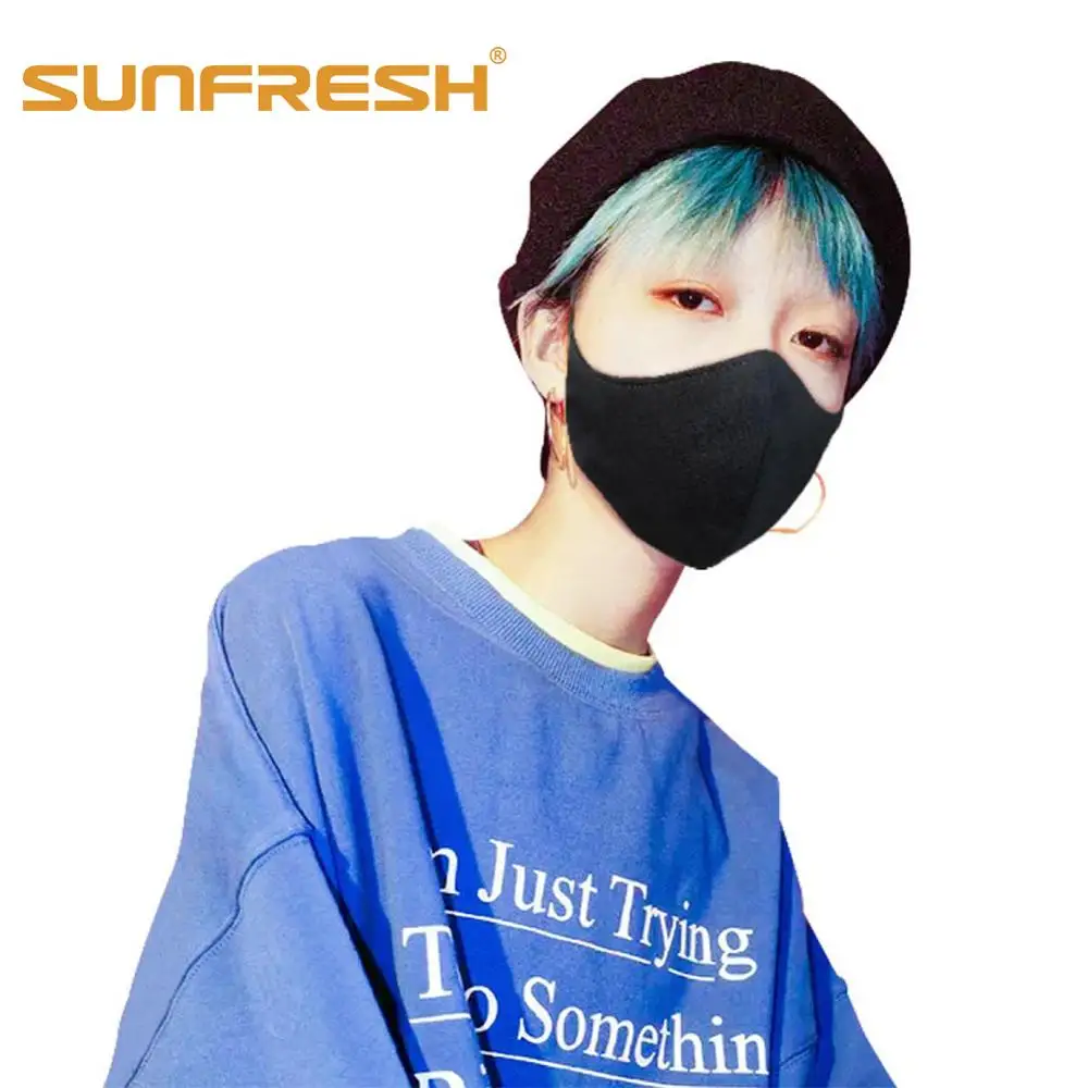 

Unisex Black Kpop Mouth Masks Washable Cotton Anti Dust Protective Reusable Anti Pollution Face Shield Wind Proof Mouth Cover