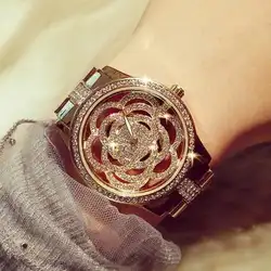 2016 роскошные женские часы Кристалл Для женщин Часы Золотое Платье часы. мода подарок горный хрусталь Наручные часы женские Часы B25