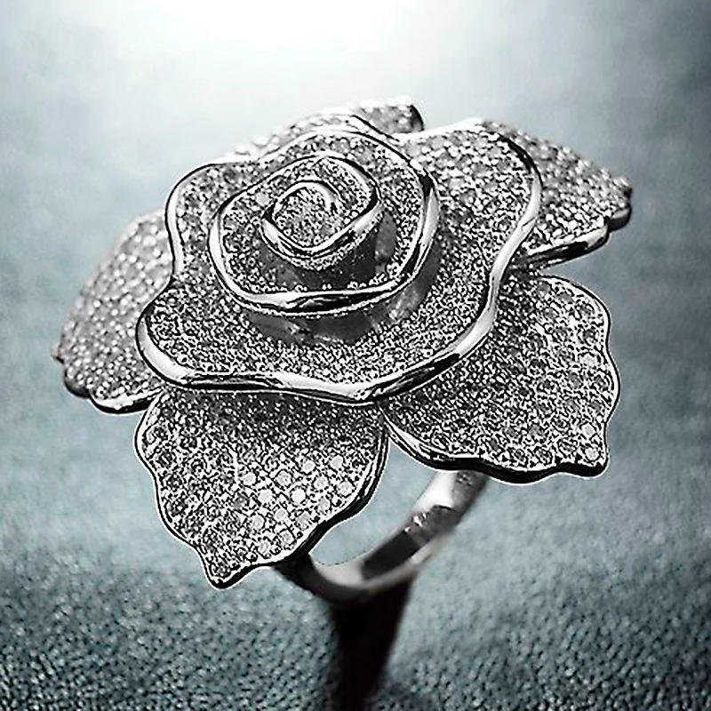 

Dolaime Women Ring Crystal Cube Zirconia Vintage Jewelry Silver Color Ring Accessories Aneis Feminino Ring R629