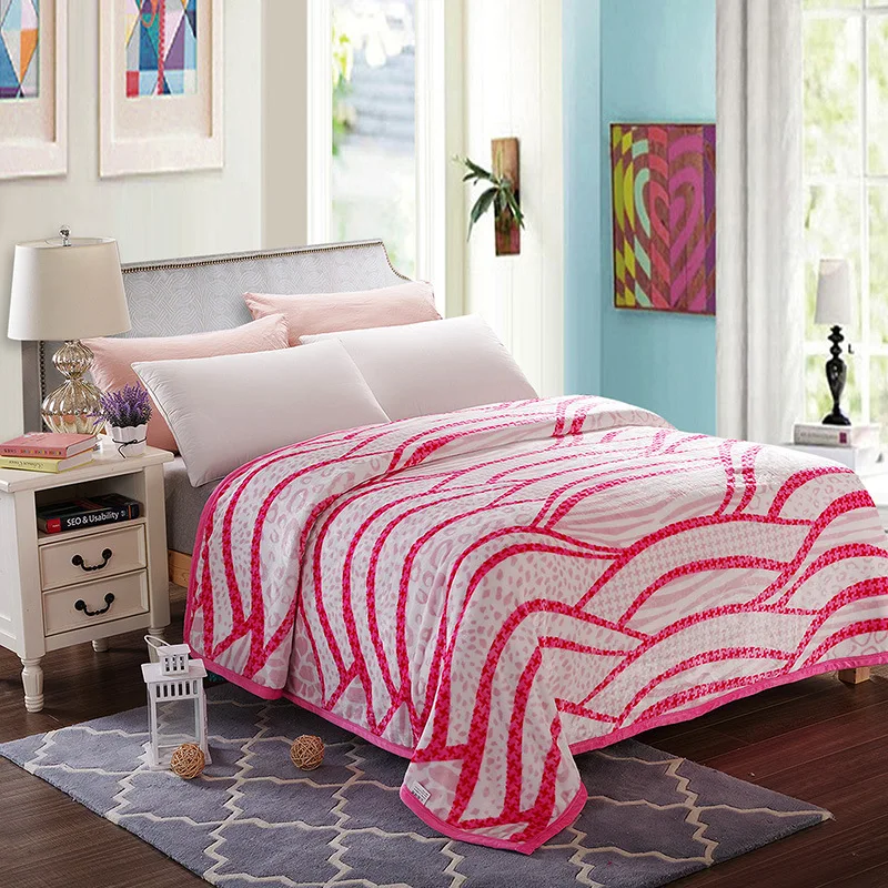 WLIARLEO High Quality Blanket Thicker Geometric Printed Flannel