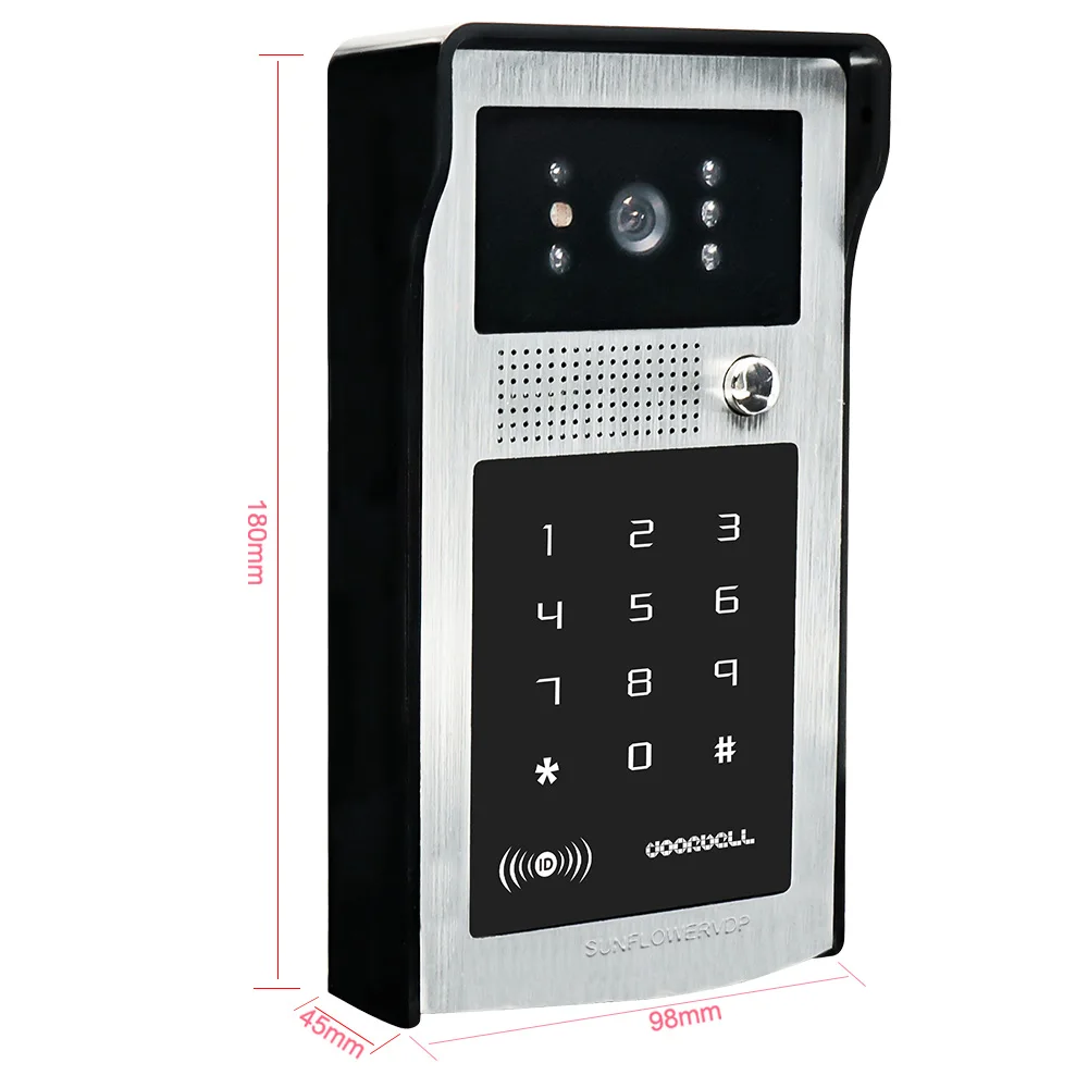 7 дюймов TFT монитор домофоны для частных домов Электрический магнитный замок двери+ Rfid/код разблокировки IP55 Водонепроницаемый домофон Системы
