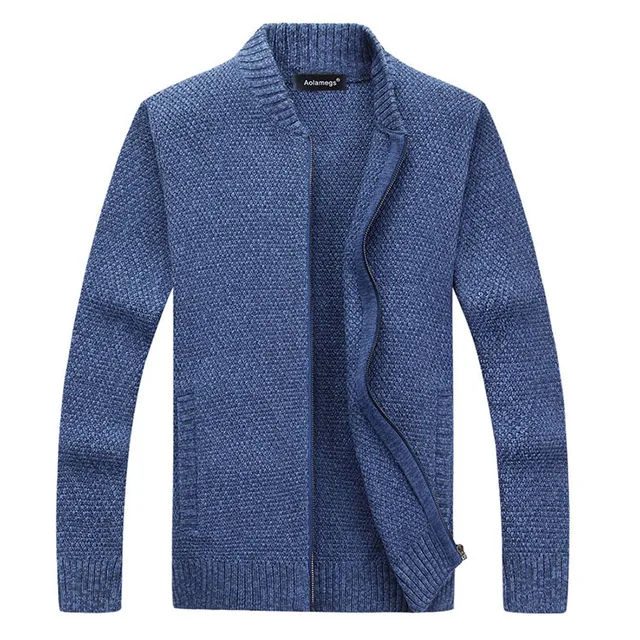 Aolamegs Men Casual Sweater Solid Color Fashion Simple Cardigan Knitted Sweater Spring Autumn 