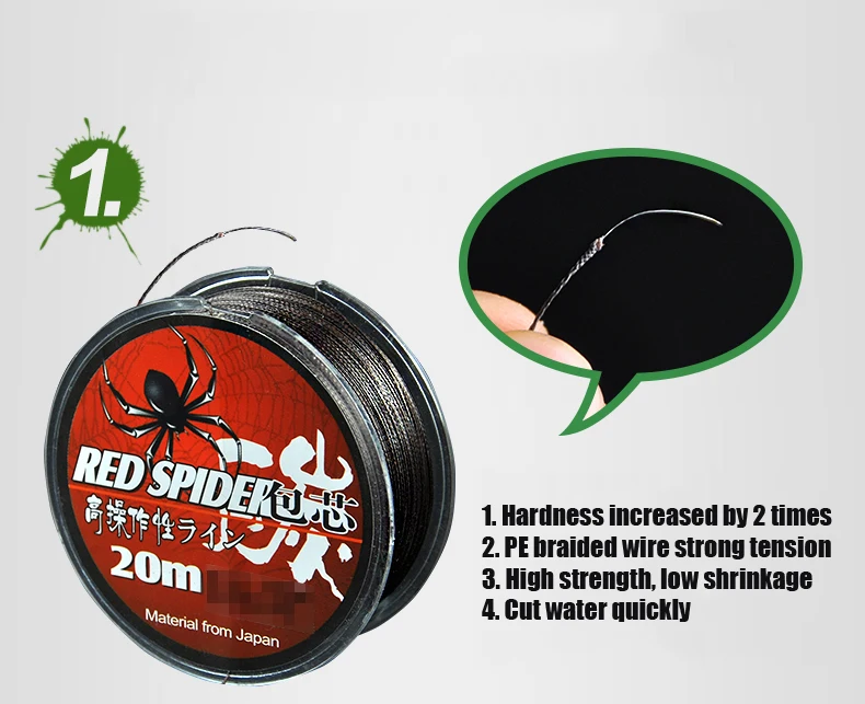 High Strength 20M Stainless Steel Fishing Wire-Red Spider Japan PE Braided Fly Fishing Line Cut Water Quickly Leader Wire  (2)