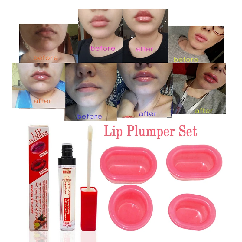 

Soft Silicone Lip Plumper+ Shiny Lip Glaze Lip Enhancer Set Moisturizing Plumping Lips Gloss Beauty Tool Kit 3 Size Available
