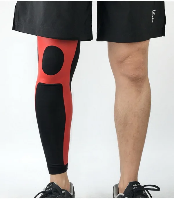 2 шт./партия эластичные Лайкровые баскетбольные компрессионные гетры для голени, гетры для бега, велоспорта, спорта, безопасности - Цвет: black and red