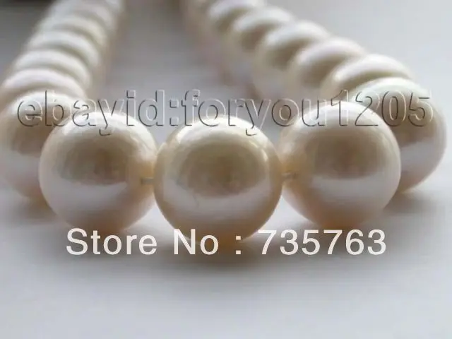 

xiuli 00337 Genuine Natural 12-14mm white perfect Round nucleate Pearl Necklace