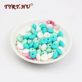 

TYRY.HU 60Pcs Silicone Lentil Beads Baby Teething Chewable Teethers Safe Toys For Pacifier Chain Leash Decoration BPA Free 12mm